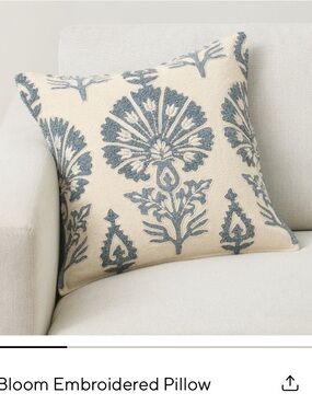 Pottery Barn Bloom Embroidered Pillow Cover 18”